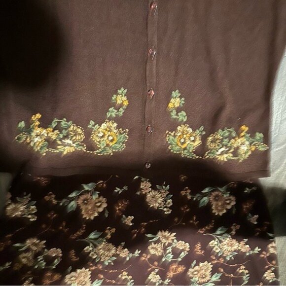Jaclyn Smith Vintage Floral Two-Piece Set Brown Top M Maxi Skirt L Cottagecore - Picture 6 of 10